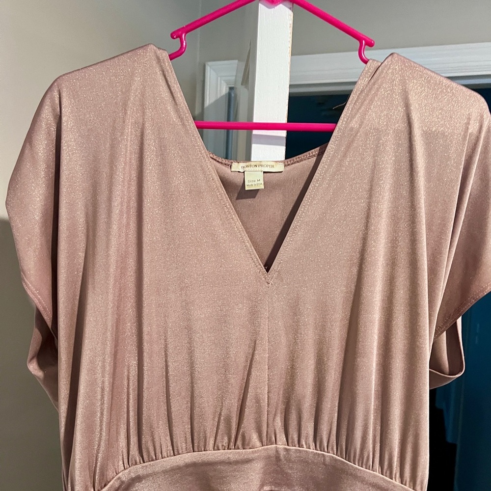 Boston Proper Shimmering Pink Midi Dress